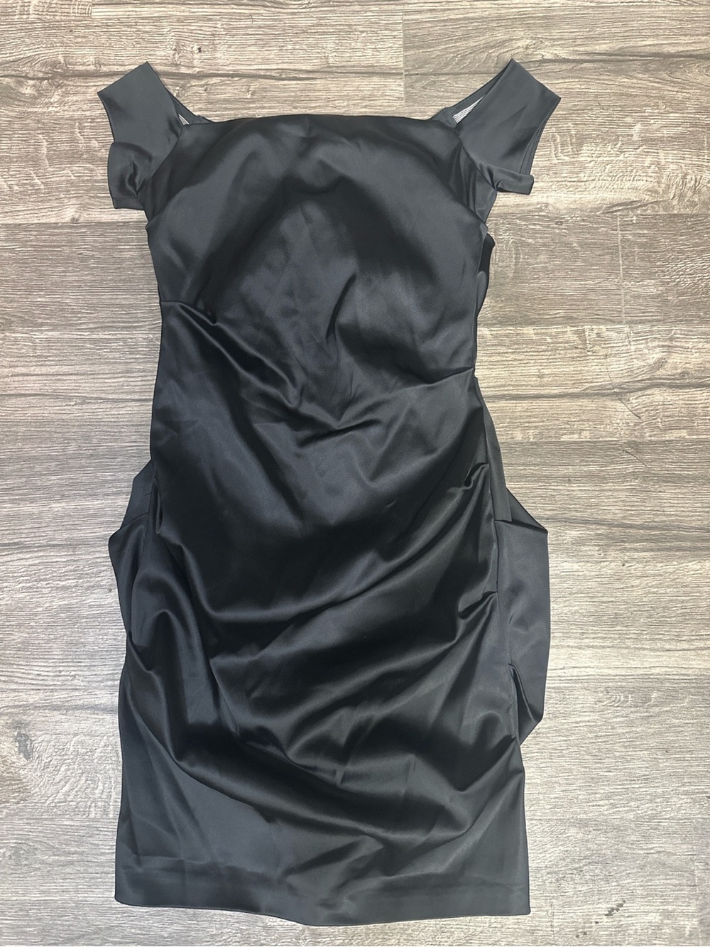Betsy & Adam Black One-Shoulder Satin Cocktail Dress - Picture 2 of 5